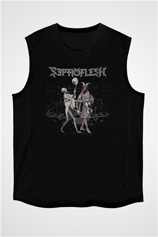 Septicflesh Baskılı Unisex Siyah Kolsuz Tişört - Tshirt