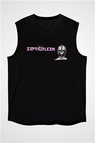 Septicflesh Baskılı Unisex Siyah Kolsuz Tişört - Tshirt