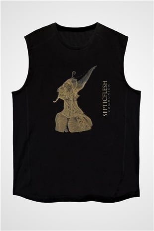 Septicflesh Baskılı Unisex Siyah Kolsuz Tişört - Tshirt