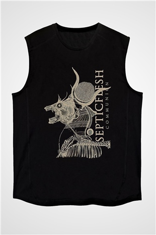 Septicflesh Baskılı Unisex Siyah Kolsuz Tişört - Tshirt
