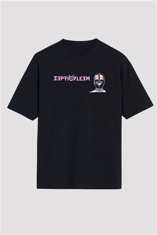 Septicflesh Baskılı Unisex Siyah Oversize Tişört - Tshirt
