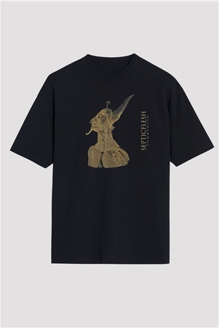 Septicflesh Baskılı Unisex Siyah Oversize Tişört - Tshirt