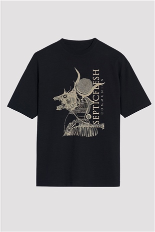 Septicflesh Baskılı Unisex Siyah Oversize Tişört - Tshirt