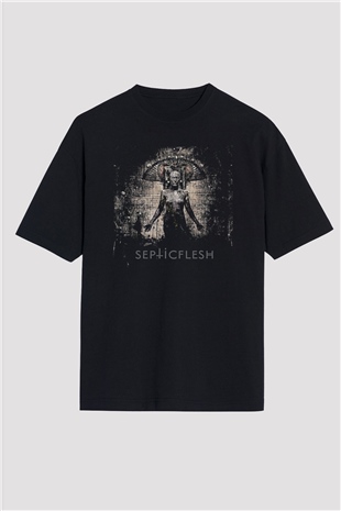 Septicflesh Baskılı Unisex Siyah Oversize Tişört - Tshirt
