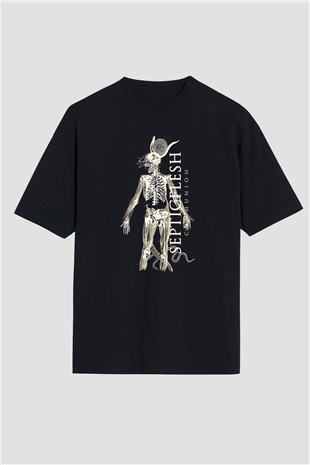 Septicflesh Baskılı Unisex Siyah Oversize Tişört - Tshirt