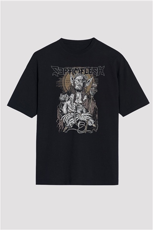Septicflesh Baskılı Unisex Siyah Oversize Tişört - Tshirt