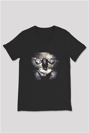 Septicflesh Baskılı Unisex Siyah V Yaka Tişört - Tshirt