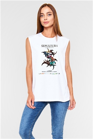 Sepultura Beyaz Unisex Kolsuz Tişört