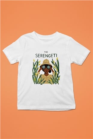 Serengeti Milli Park Baskılı Beyaz Unisex Çocuk Tişört