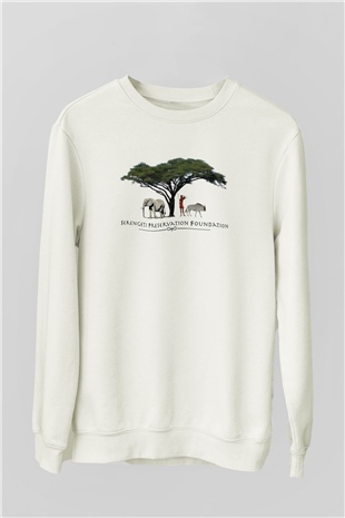Serengeti Milli Park Beyaz Unisex Sweatshirt