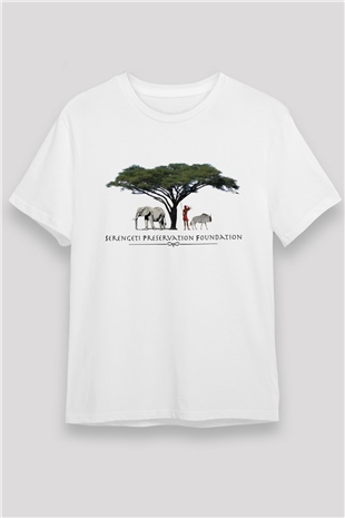 Serengeti Milli Park Beyaz Unisex Tişört T-Shirt - TişörtFabrikası