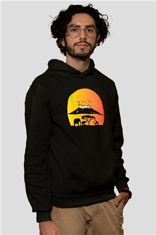 Serengeti Milli Park Siyah Unisex Hoodie