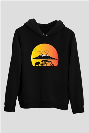 Serengeti Milli Park Siyah Unisex Hoodie