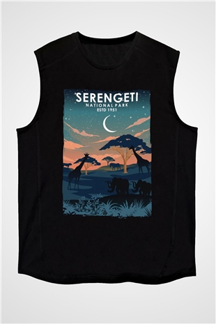 Serengeti Milli Park Siyah Unisex Kolsuz Tişört