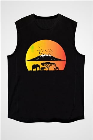 Serengeti Milli Park Siyah Unisex Kolsuz Tişört