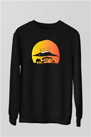 Serengeti Milli Park Siyah Unisex Sweatshirt