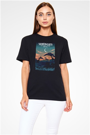 Serengeti Milli Park Siyah Unisex Tişört T-Shirt - TişörtFabrikası