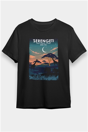 Serengeti Milli Park Siyah Unisex Tişört T-Shirt - TişörtFabrikası