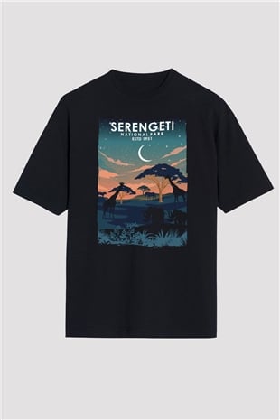 Serengeti Milli Park Siyah Oversize Tişört Oversize T-shirt - TişörtFabrikası