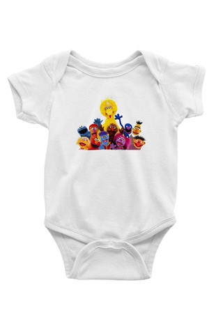 Sesame Street Susam Sokağı Baskılı Beyaz Unisex Bebek Body - Zıbın
