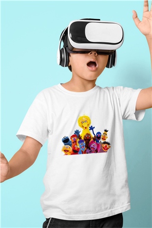 Sesame Street Susam Sokağı Baskılı Beyaz Unisex Çocuk Tişört