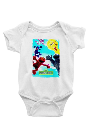 Sesame Street Susam Sokağı Beyaz Bebek Body - Zıbın