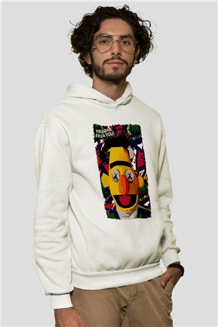 Sesame Street Susam Sokağı Beyaz Unisex Hoodie