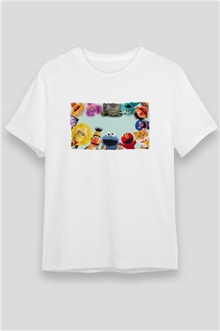 Sesame Street Susam Sokağı Beyaz Unisex Tişört