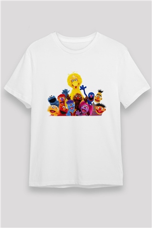 Sesame Street Susam Sokağı Beyaz Unisex Tişört