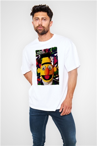 Sesame Street Susam Sokağı Beyaz Oversize Tişört