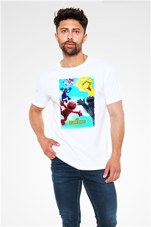 Sesame Street Susam Sokağı Beyaz Unisex Tişört