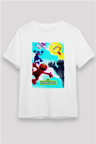 Sesame Street Susam Sokağı Beyaz Unisex Tişört