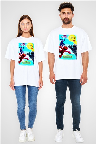 Sesame Street Susam Sokağı Beyaz Oversize Tişört