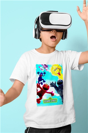 Sesame Street Susam Sokağı Beyaz Unisex  Çocuk Tişört