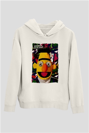 Sesame Street Susam Sokağı Beyaz Unisex Hoodie