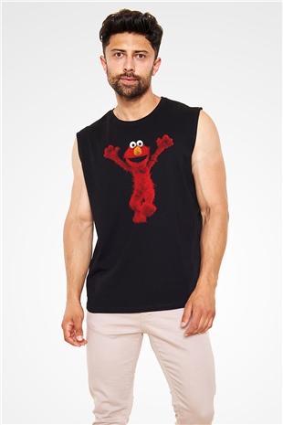 Sesame Street Susam Sokağı Siyah Unisex  Kolsuz Tişört