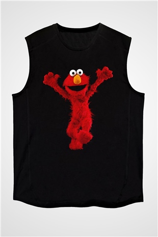 Sesame Street Susam Sokağı Siyah Unisex  Kolsuz Tişört