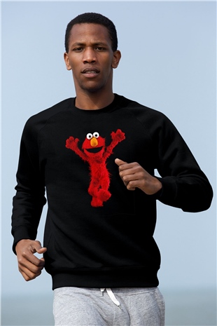 Sesame Street Susam Sokağı Siyah Unisex  Sweatshirt