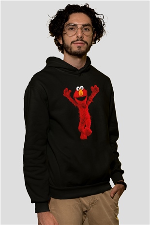 Sesame Street Susam Sokağı Siyah Unisex Hoodie