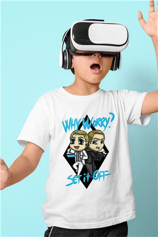 Set it off  Baskılı Beyaz Unisex Beyaz Çocuk Tişört - Tshirt