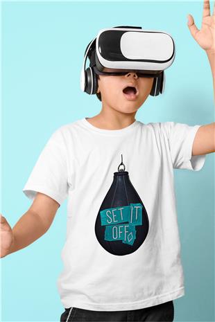 Set it off  Baskılı Beyaz Unisex Beyaz Çocuk Tişört - Tshirt