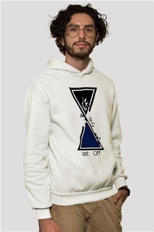 Set it off  Baskılı Beyaz Unisex Kapüşonlu Sweatshirt