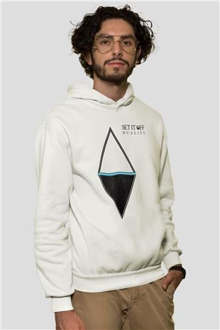 Set it off  Baskılı Beyaz Unisex Kapüşonlu Sweatshirt