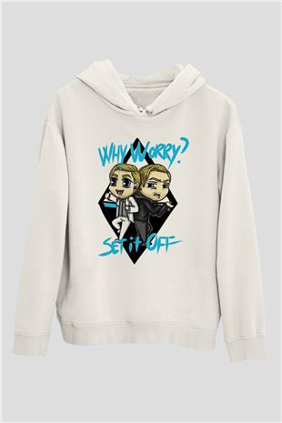 Set it off  Baskılı Beyaz Unisex Kapüşonlu Sweatshirt