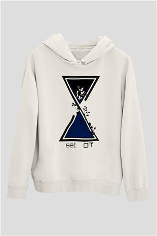 Set it off  Baskılı Beyaz Unisex Kapüşonlu Sweatshirt