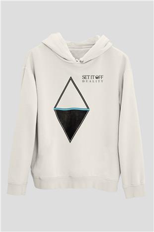 Set it off  Baskılı Beyaz Unisex Kapüşonlu Sweatshirt