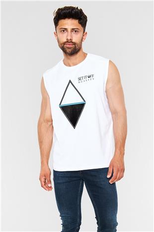 Set it off  Baskılı Beyaz Unisex Kolsuz Tişört - Tshirt