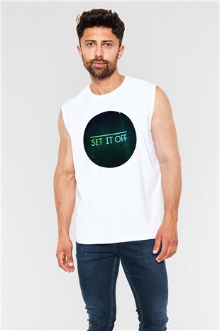 Set it off  Baskılı Beyaz Unisex Kolsuz Tişört - Tshirt