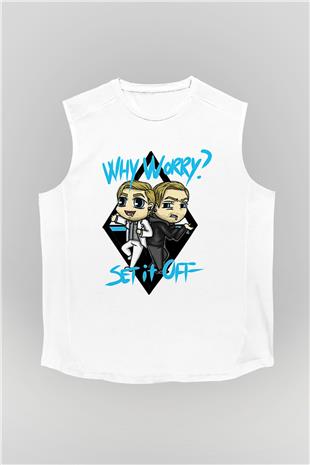 Set it off  Baskılı Beyaz Unisex Kolsuz Tişört - Tshirt