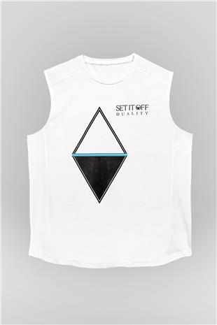 Set it off  Baskılı Beyaz Unisex Kolsuz Tişört - Tshirt